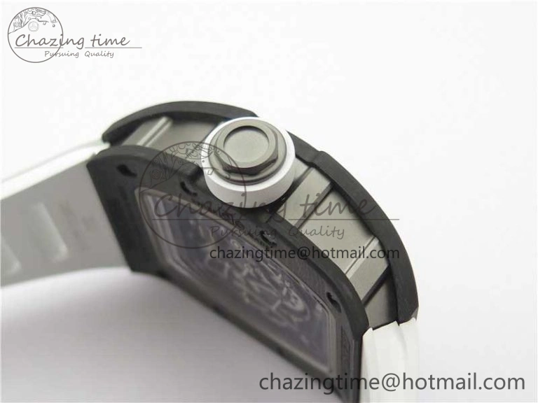 RM055-02 Real NTPT ZF 1:1 Best Edition Skeleton White Dial on White Rubber Strap NH05A V3