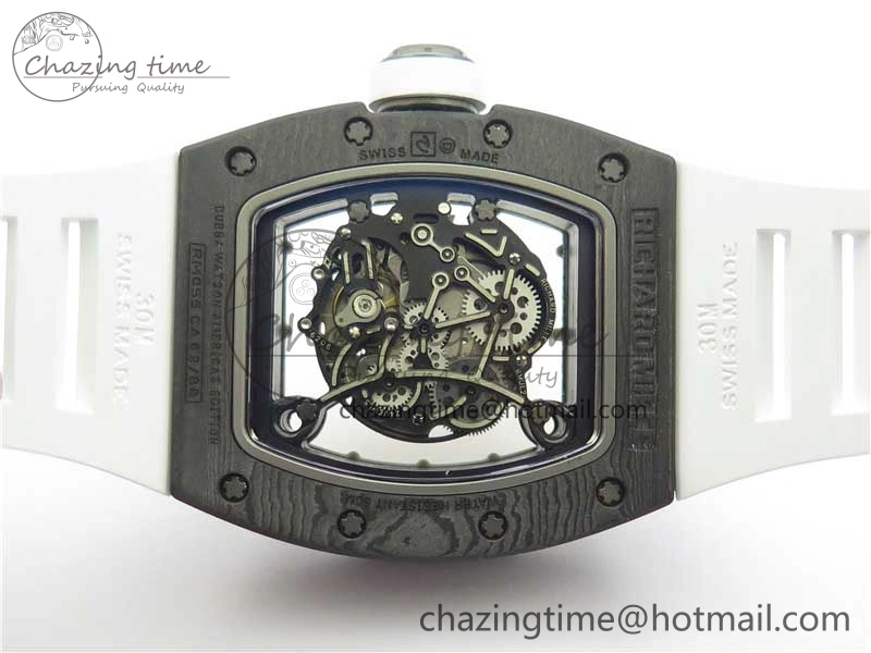 RM055-02 Real NTPT ZF 1:1 Best Edition Skeleton White Dial on White Rubber Strap NH05A V3