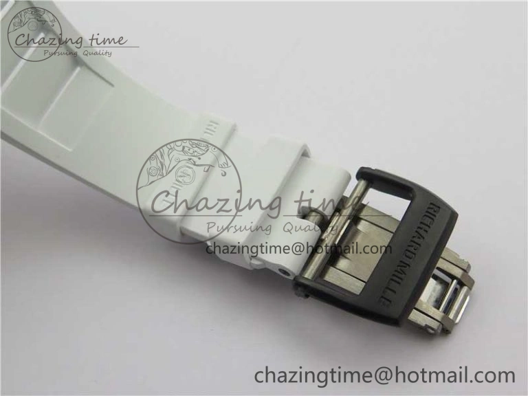 RM055-02 Real NTPT ZF 1:1 Best Edition Skeleton White Dial on White Rubber Strap NH05A V3