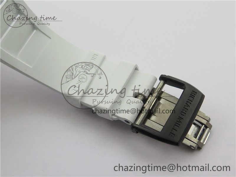 RM055-02 Real NTPT ZF 1:1 Best Edition Skeleton White Dial on White Rubber Strap NH05A V3