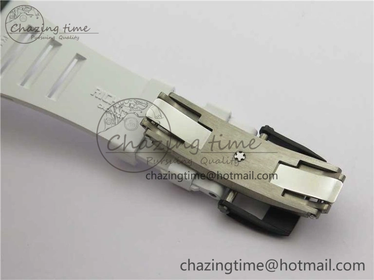 RM055-02 Real NTPT ZF 1:1 Best Edition Skeleton White Dial on White Rubber Strap NH05A V3