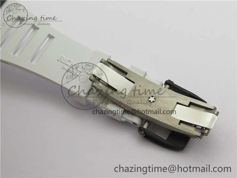 RM055-02 Real NTPT ZF 1:1 Best Edition Skeleton White Dial on White Rubber Strap NH05A V3