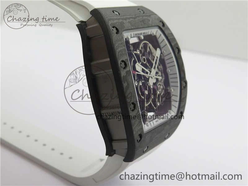RM055-02 Real NTPT ZF 1:1 Best Edition Skeleton White Dial on White Rubber Strap NH05A V3