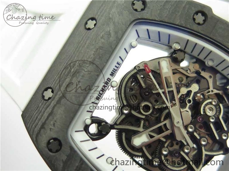 RM055-02 Real NTPT ZF 1:1 Best Edition Skeleton White Dial on White Rubber Strap NH05A V3