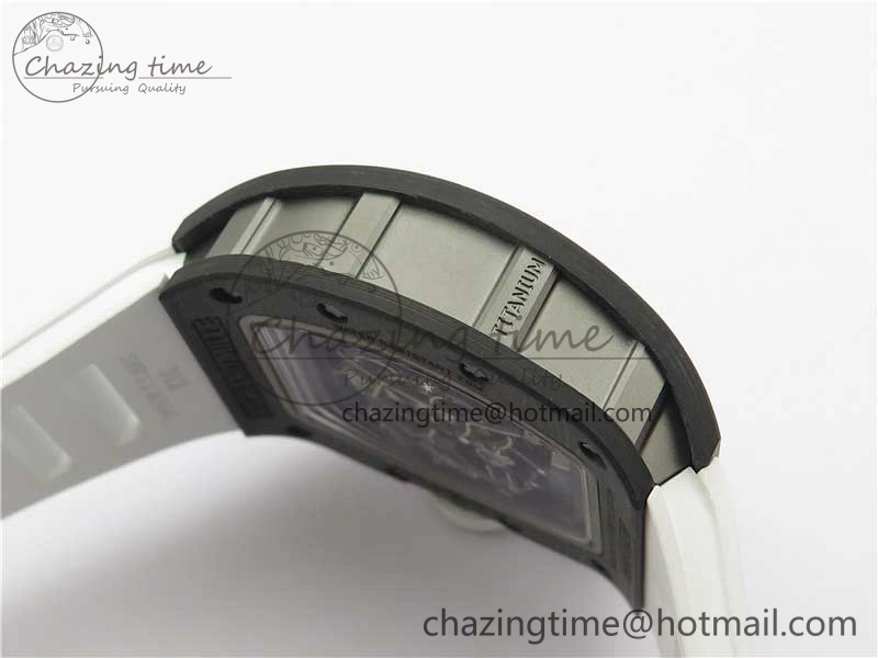 RM055-02 Real NTPT ZF 1:1 Best Edition Skeleton White Dial on White Rubber Strap NH05A V3