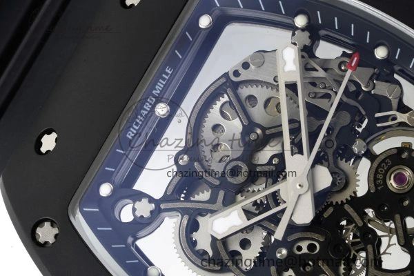 RM055 Black Ceramic BBR Best Edition Skeleton Dial on Black Rubber Strap Clone RMUL2