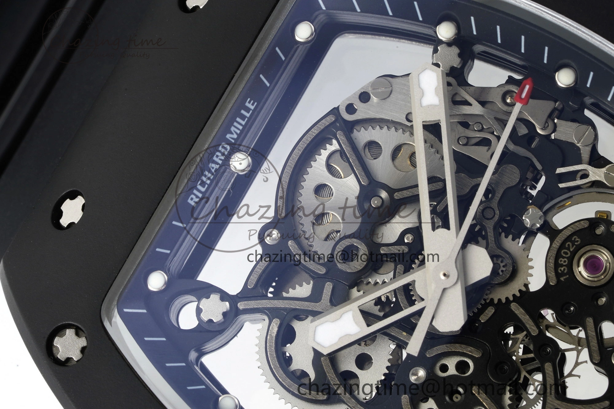 RM055 Black Ceramic BBR Best Edition Skeleton Dial on Black Rubber Strap Clone RMUL2