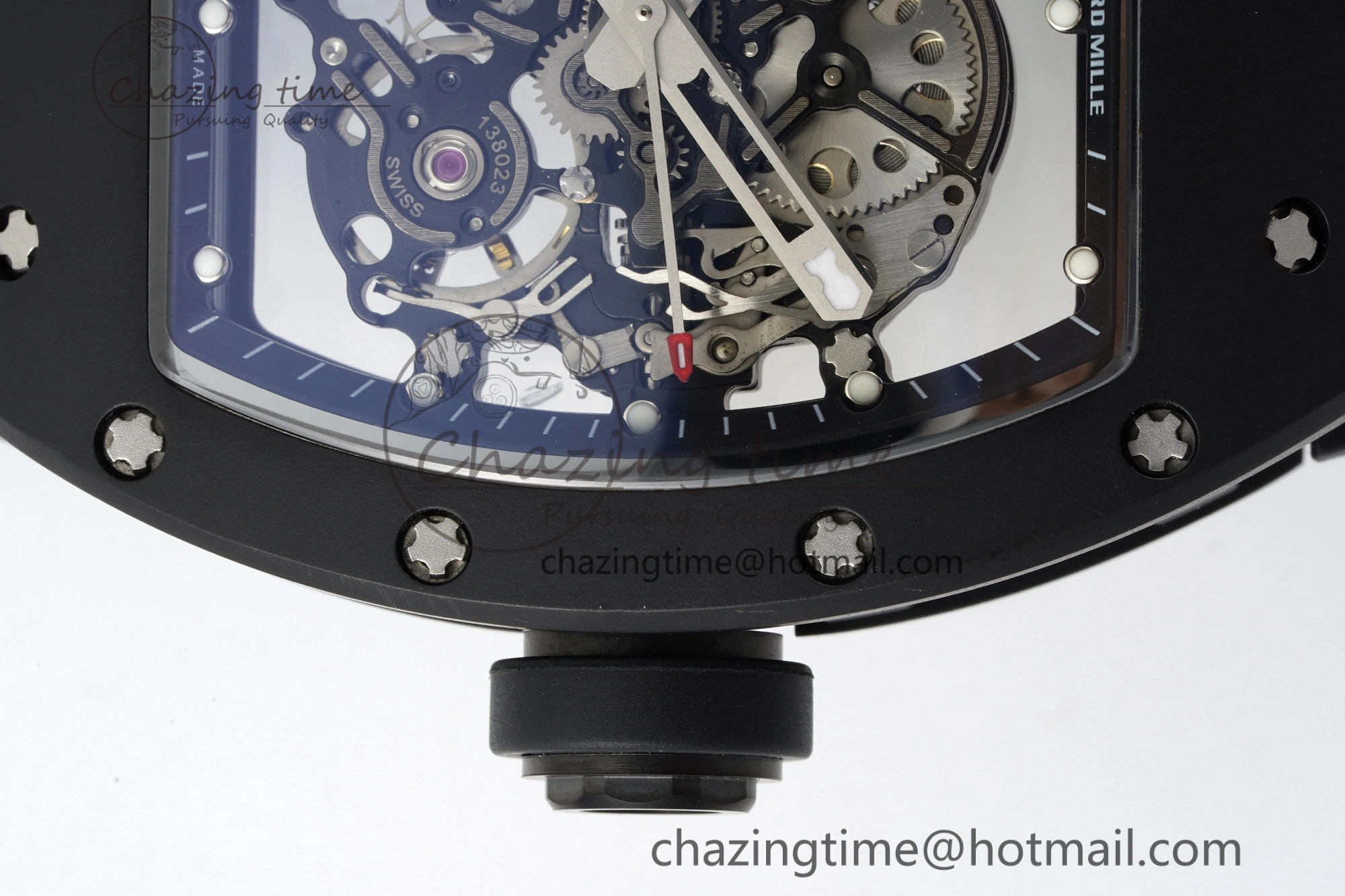RM055 Black Ceramic BBR Best Edition Skeleton Dial on Black Rubber Strap Clone RMUL2