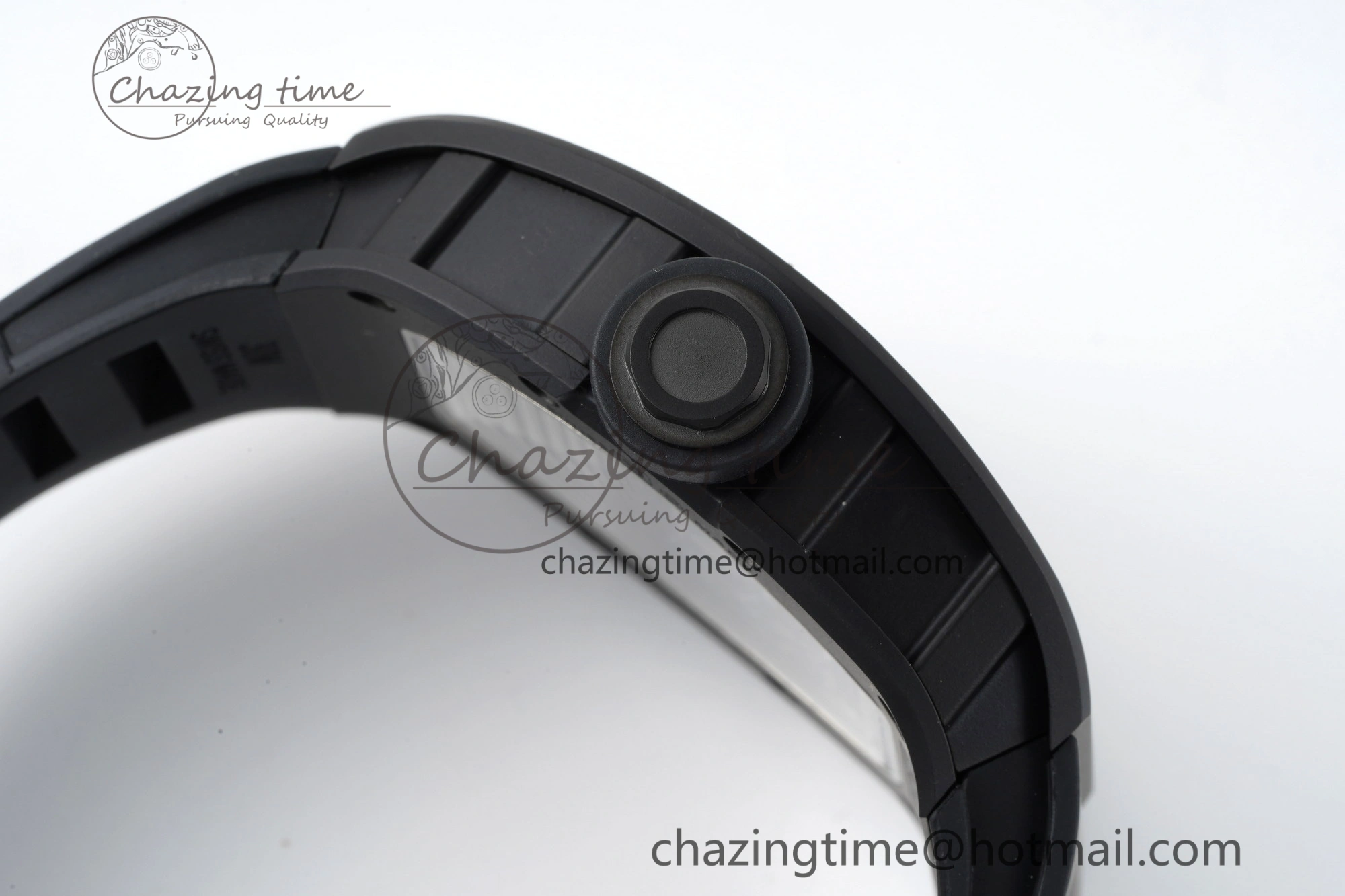 RM055 Black Ceramic BBR Best Edition Skeleton Dial on Black Rubber Strap Clone RMUL2
