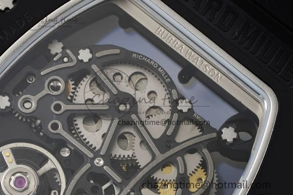 RM055 Black Ceramic BBR Best Edition Skeleton Dial on Black Rubber Strap Clone RMUL2