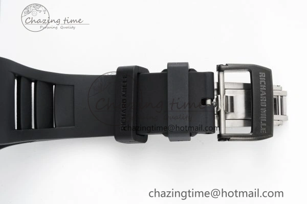 RM055 Black Ceramic BBR Best Edition Skeleton Dial on Black Rubber Strap Clone RMUL2