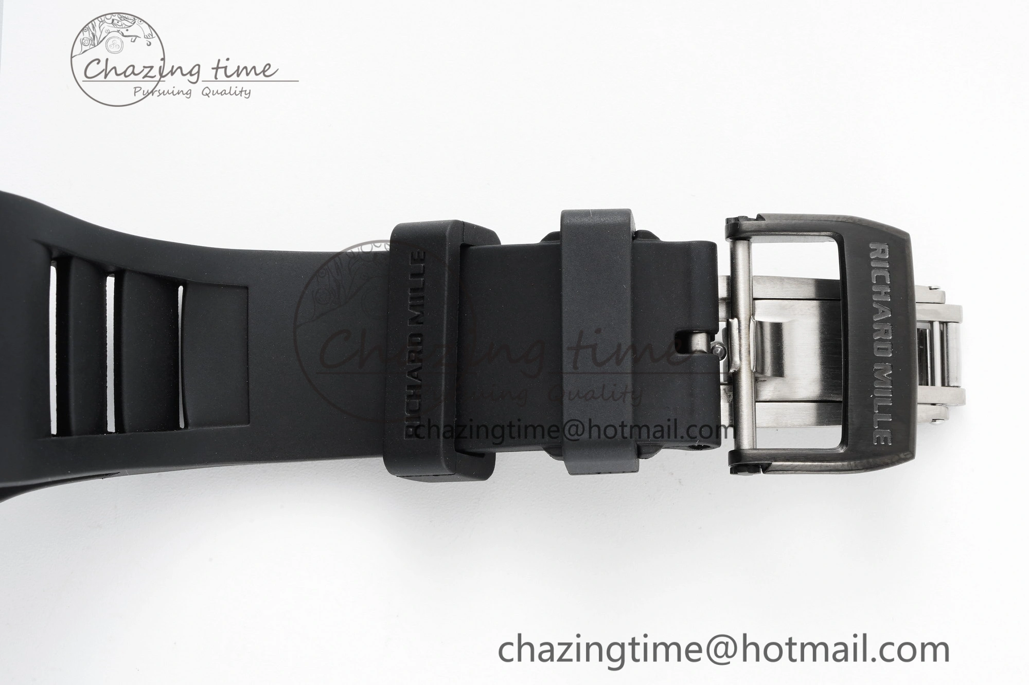 RM055 Black Ceramic BBR Best Edition Skeleton Dial on Black Rubber Strap Clone RMUL2