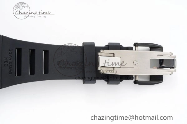 RM055 Black Ceramic BBR Best Edition Skeleton Dial on Black Rubber Strap Clone RMUL2
