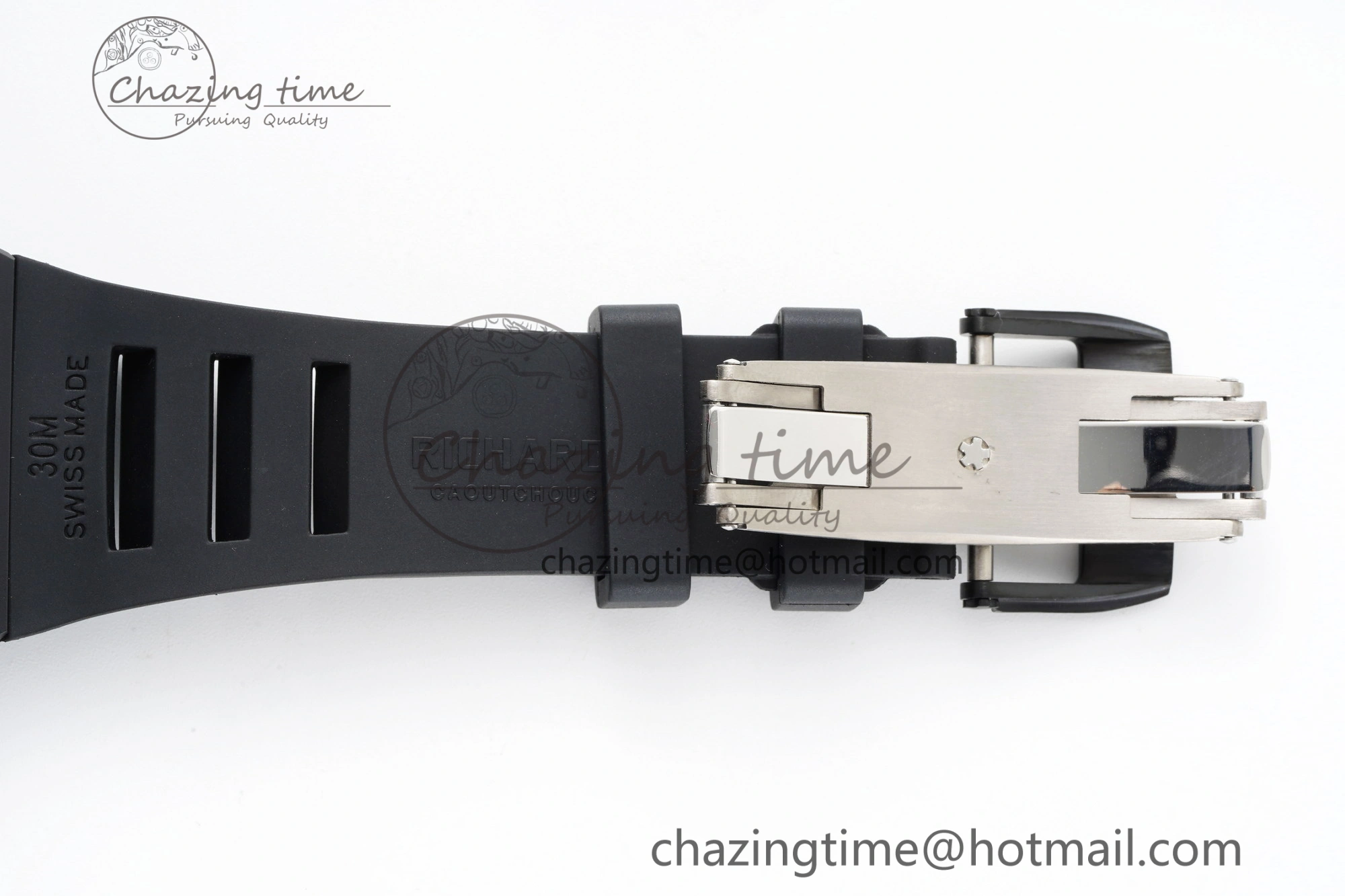 RM055 Black Ceramic BBR Best Edition Skeleton Dial on Black Rubber Strap Clone RMUL2