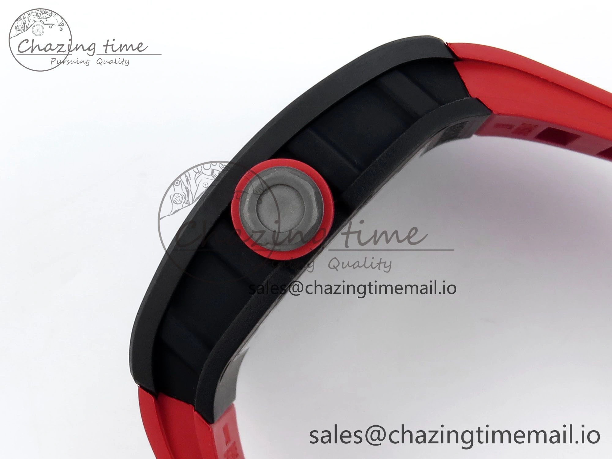 RM055 Black Ceramic RMF Best Edition Red Skeleton Dial On Red Rubber Strap RMUL2 Super Clone