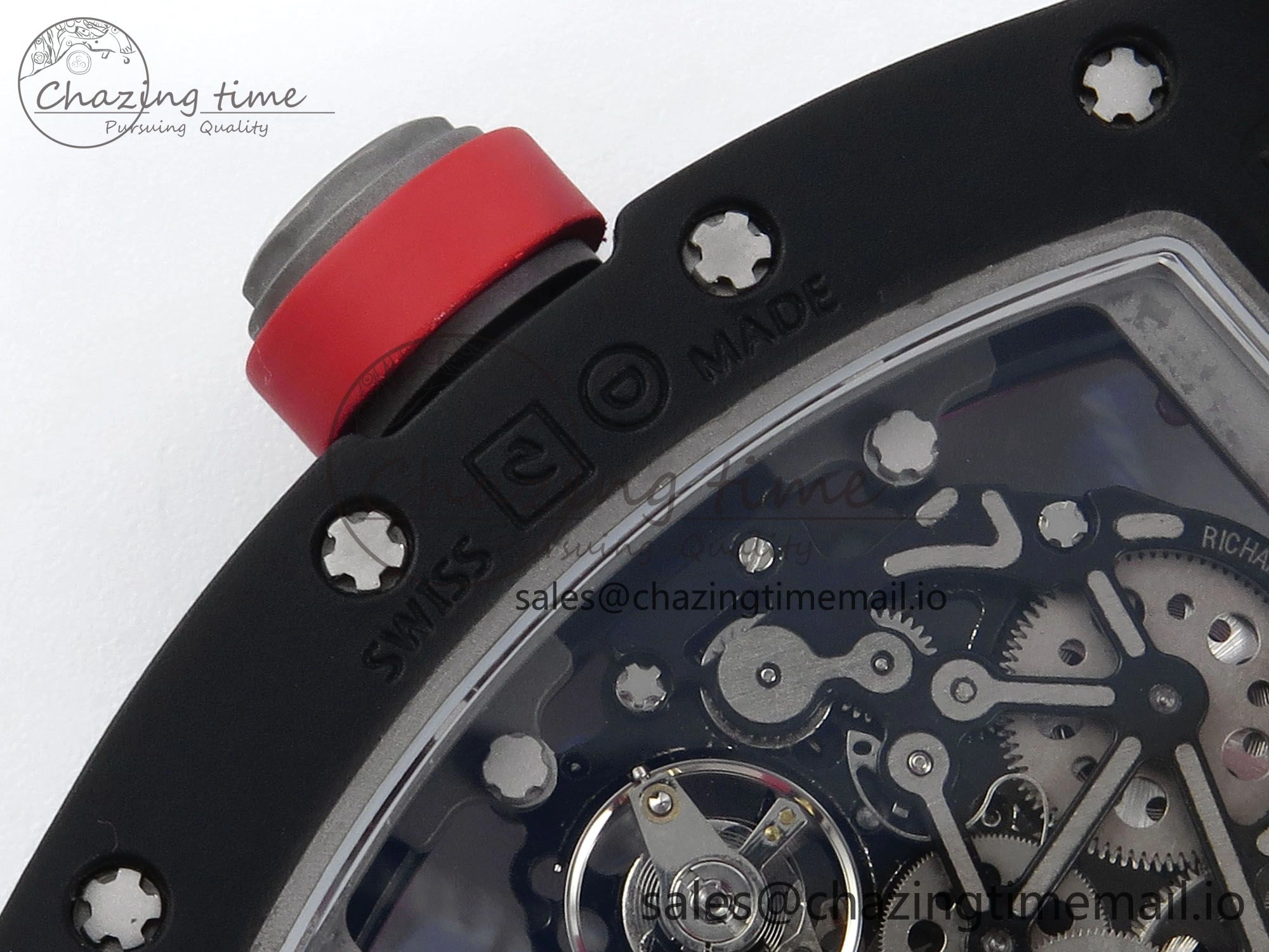 RM055 Black Ceramic RMF Best Edition Red Skeleton Dial On Red Rubber Strap RMUL2 Super Clone