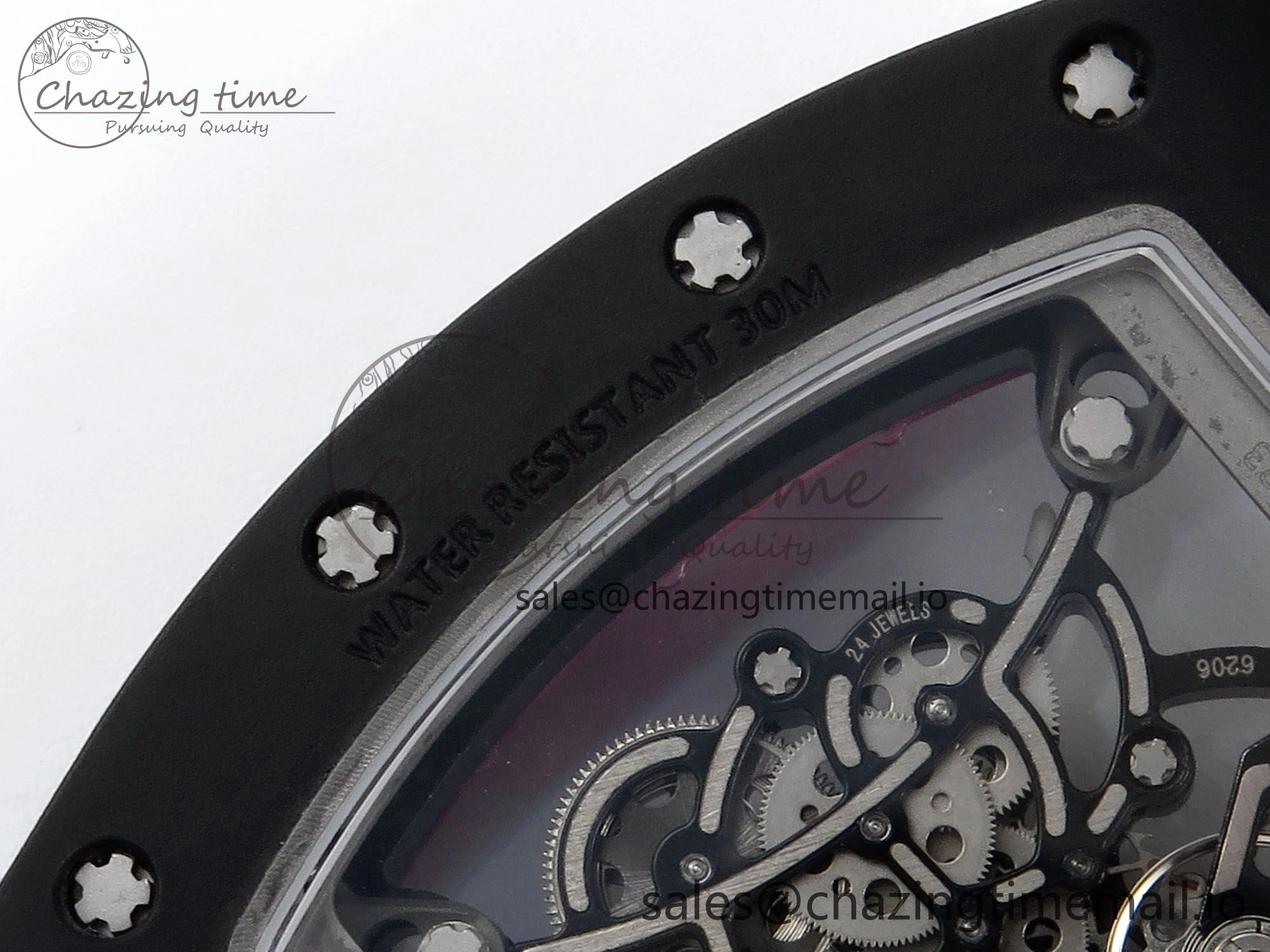 RM055 Black Ceramic RMF Best Edition Red Skeleton Dial On Red Rubber Strap RMUL2 Super Clone
