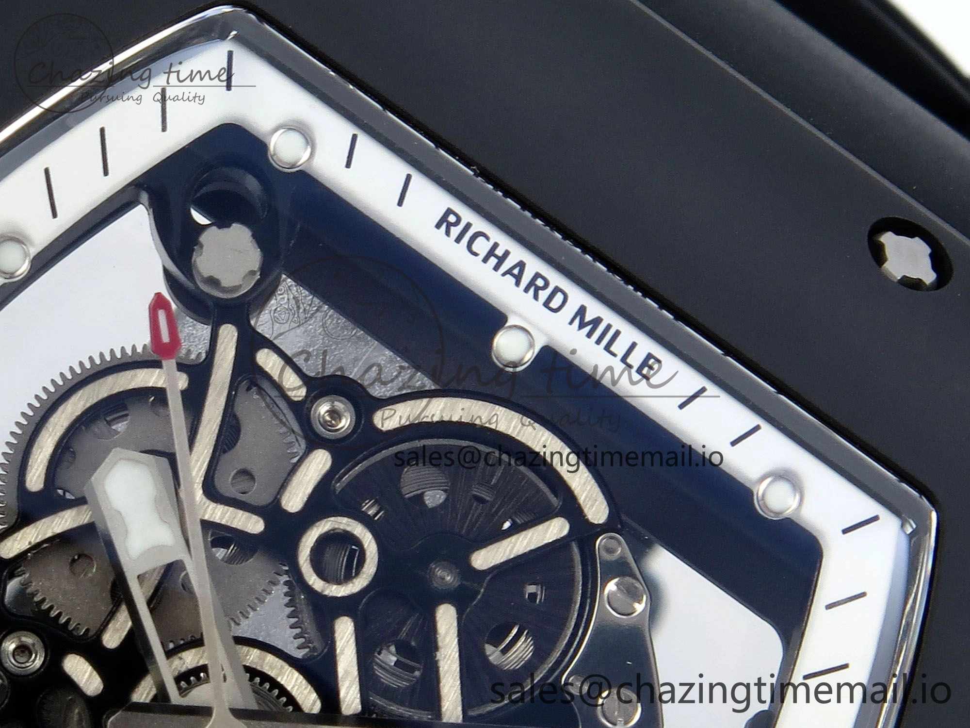 RM055 Black Ceramic RMF Best Edition White Skeleton Dial On Black Rubber Strap RMUL2 Super Clone