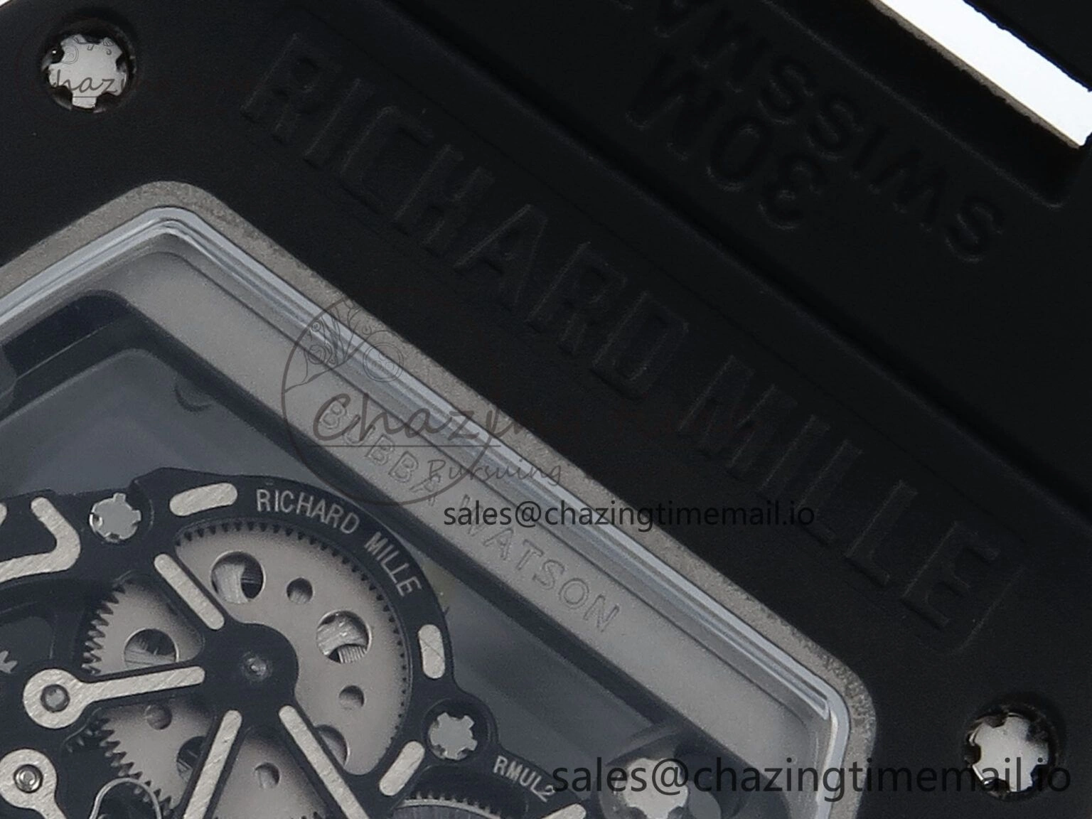RM055 Black Ceramic RMF Best Edition White Skeleton Dial On Black Rubber Strap RMUL2 Super Clone