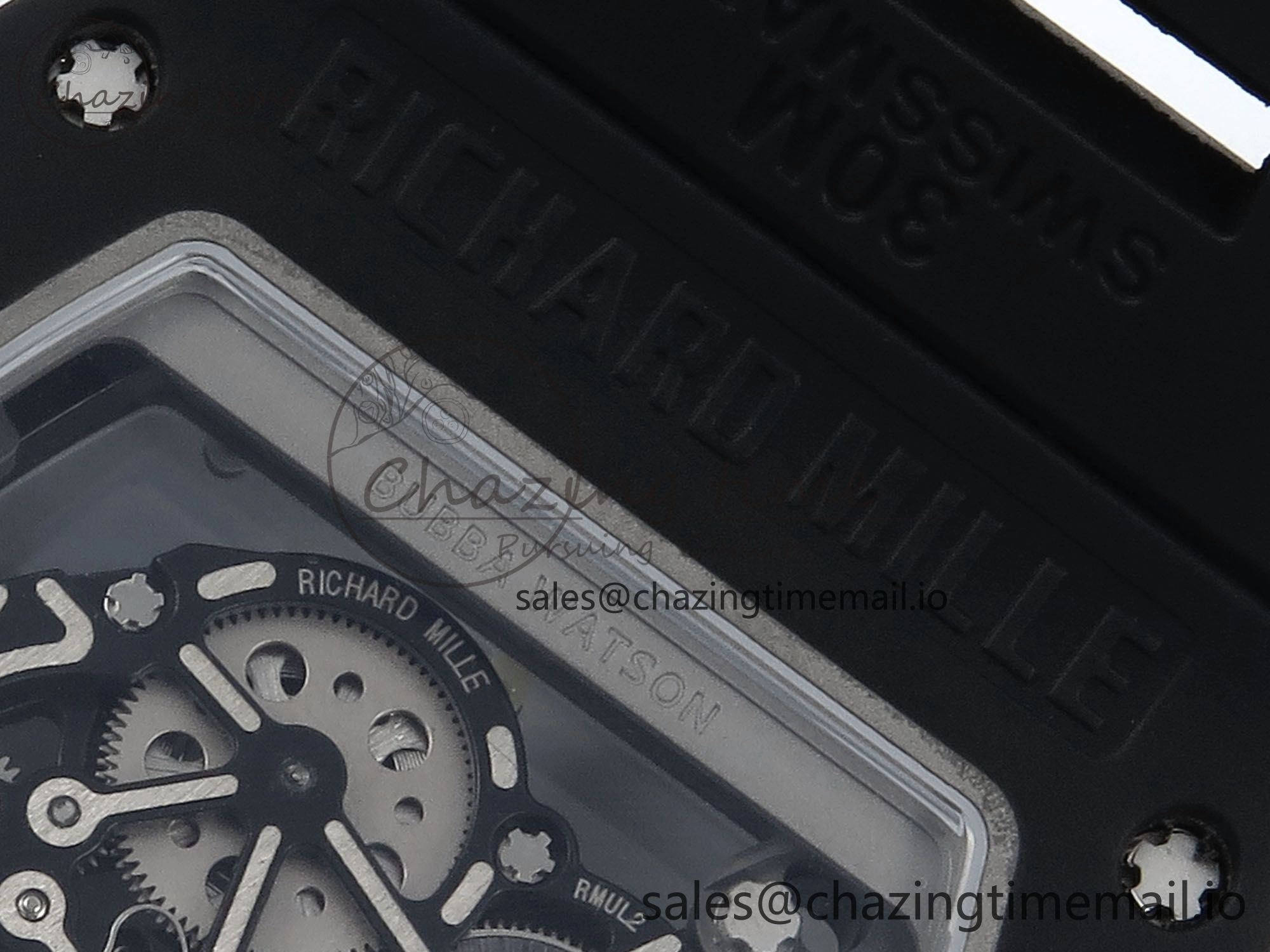 RM055 Black Ceramic RMF Best Edition White Skeleton Dial On Black Rubber Strap RMUL2 Super Clone