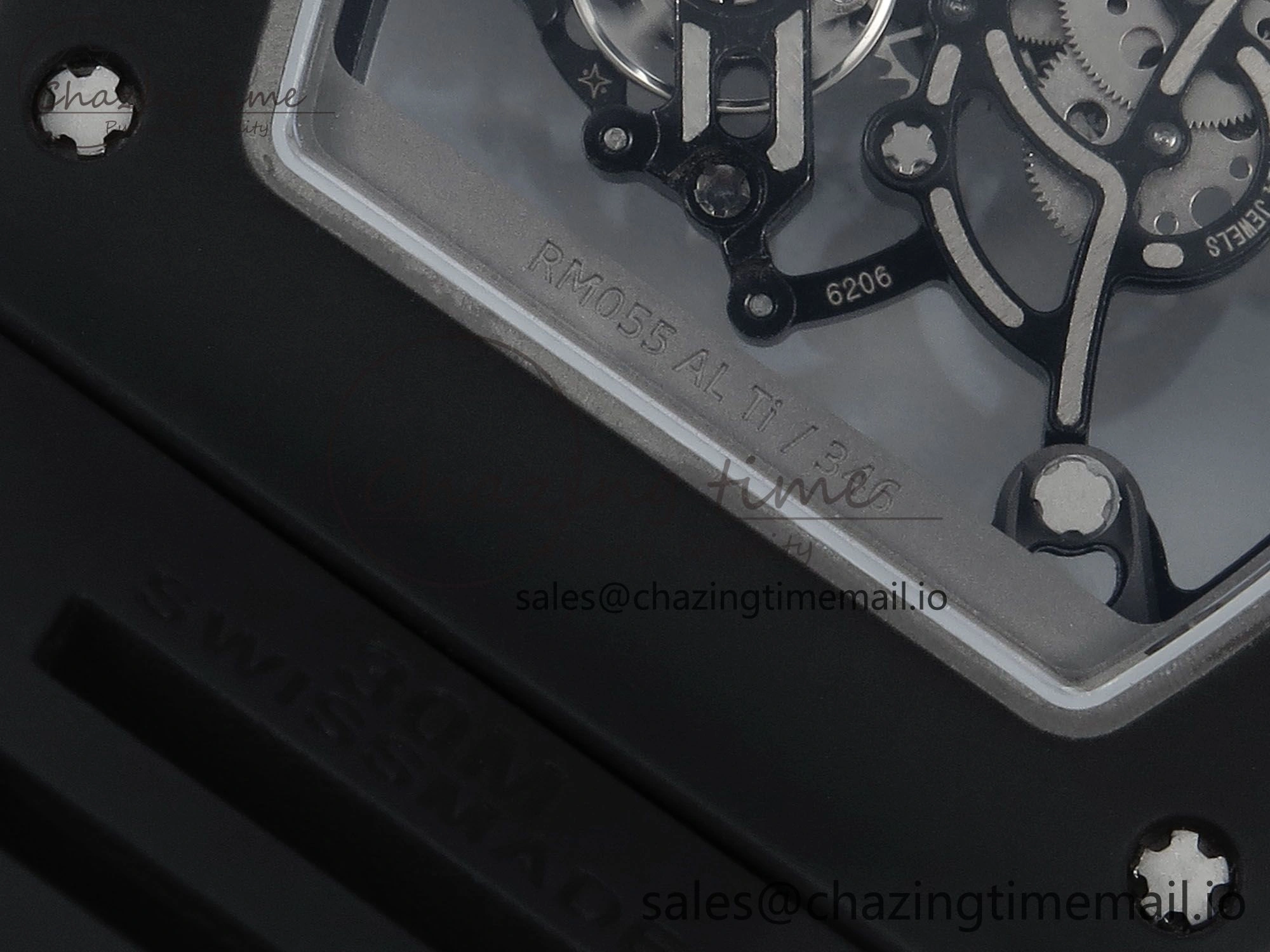 RM055 Black Ceramic RMF Best Edition White Skeleton Dial On Black Rubber Strap RMUL2 Super Clone