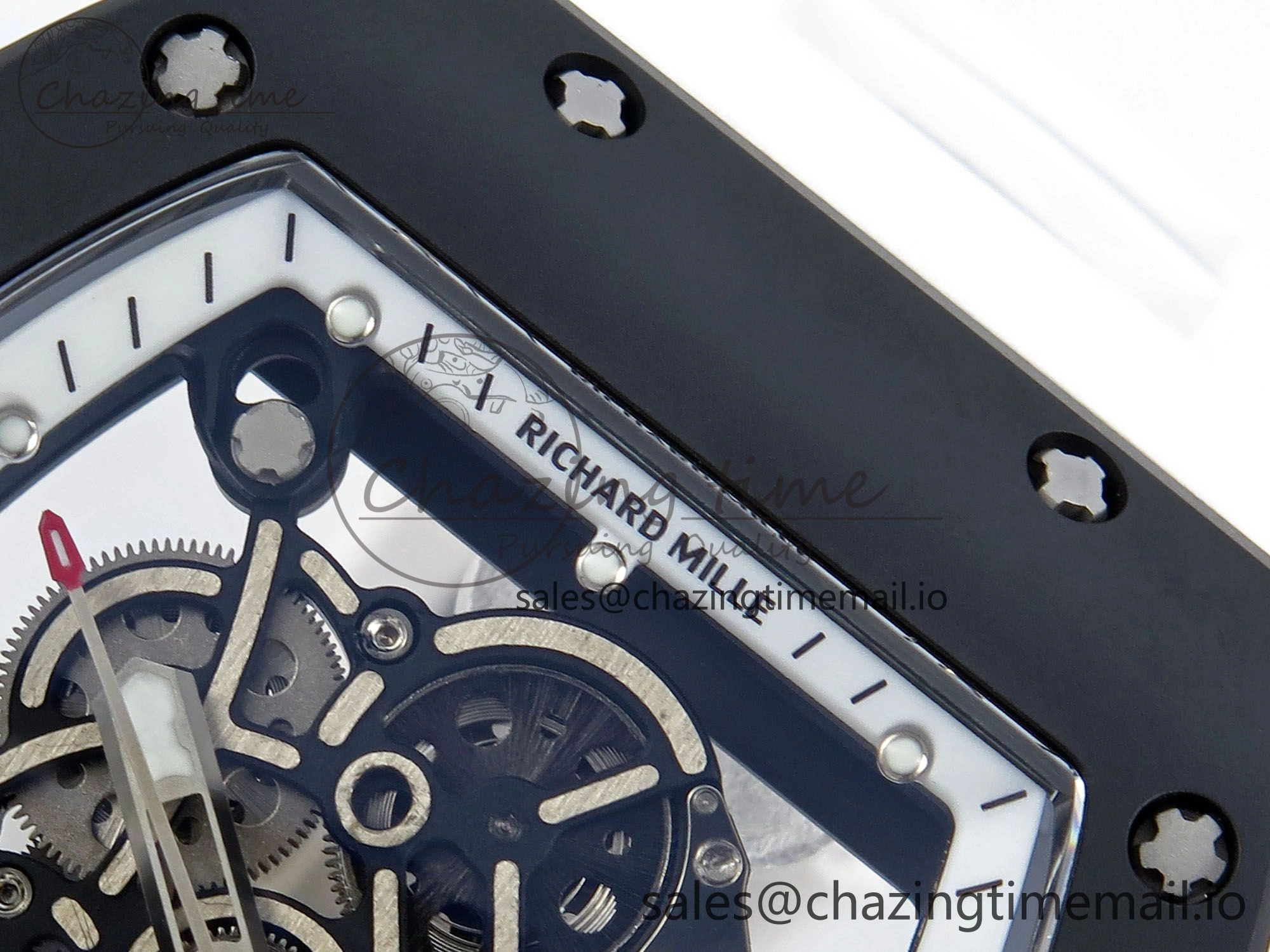 RM055 Black Ceramic RMF Best Edition White Skeleton Dial On White Rubber Strap RMUL2 Super Clone