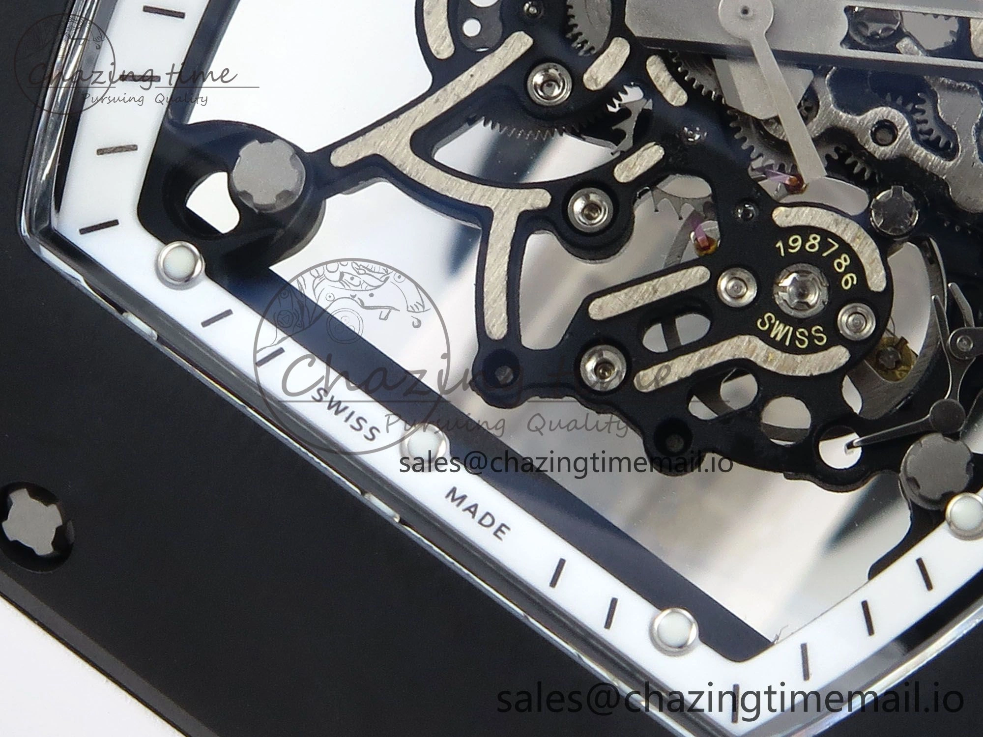 RM055 Black Ceramic RMF Best Edition White Skeleton Dial On White Rubber Strap RMUL2 Super Clone
