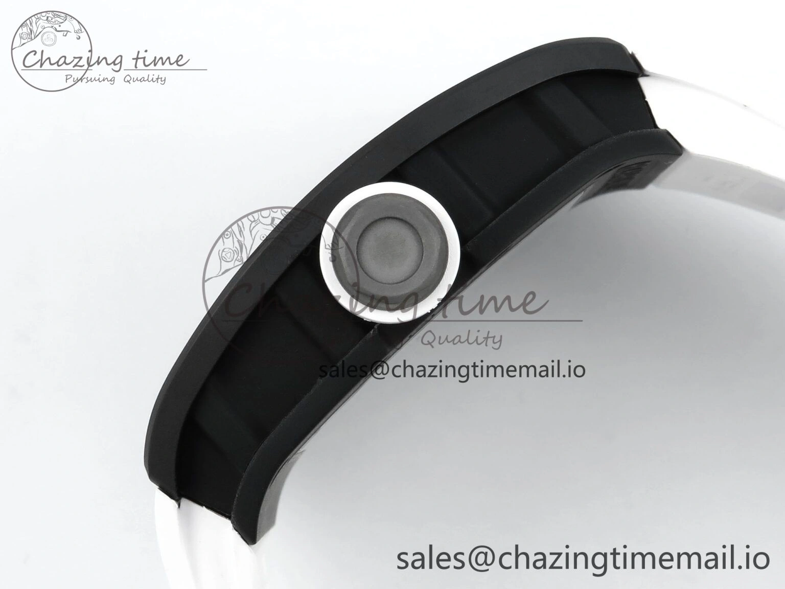 RM055 Black Ceramic RMF Best Edition White Skeleton Dial On White Rubber Strap RMUL2 Super Clone