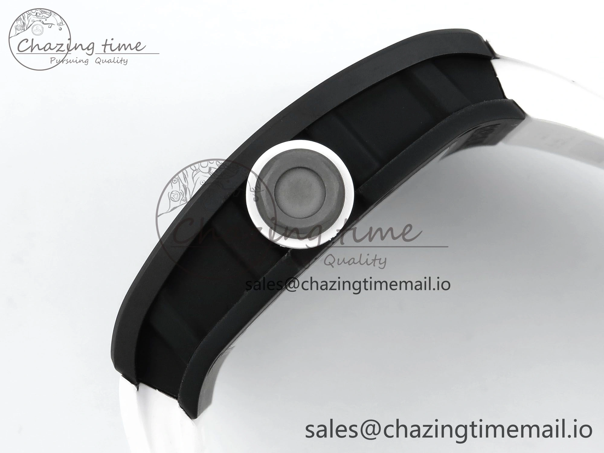 RM055 Black Ceramic RMF Best Edition White Skeleton Dial On White Rubber Strap RMUL2 Super Clone