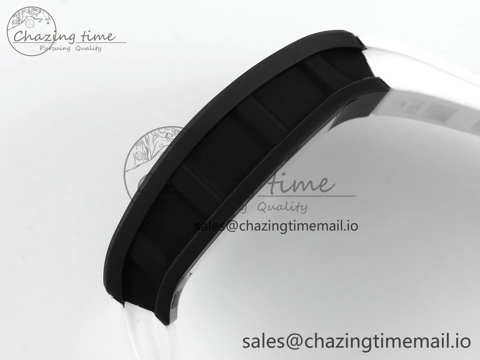 RM055 Black Ceramic RMF Best Edition White Skeleton Dial On White Rubber Strap RMUL2 Super Clone