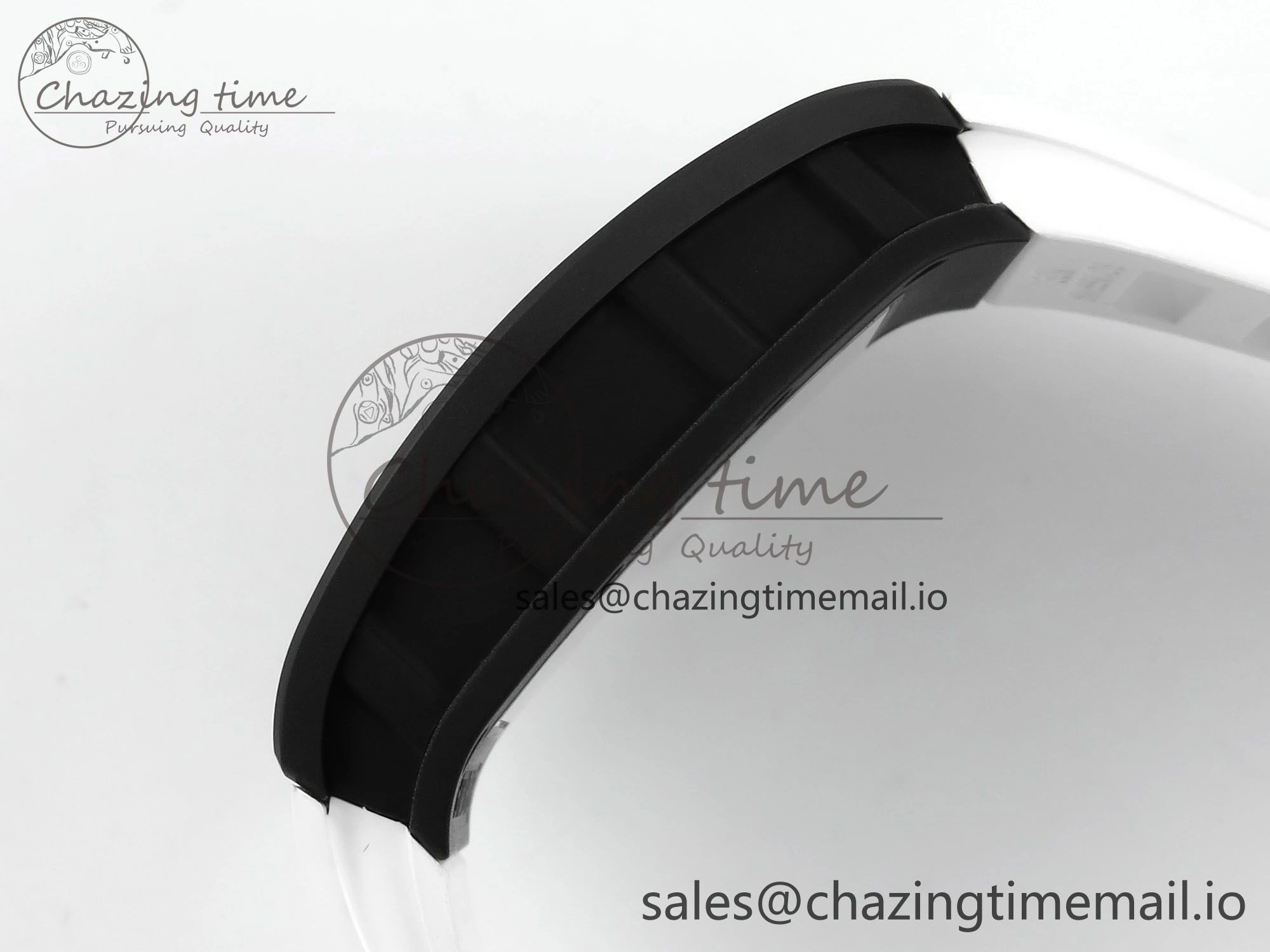 RM055 Black Ceramic RMF Best Edition White Skeleton Dial On White Rubber Strap RMUL2 Super Clone