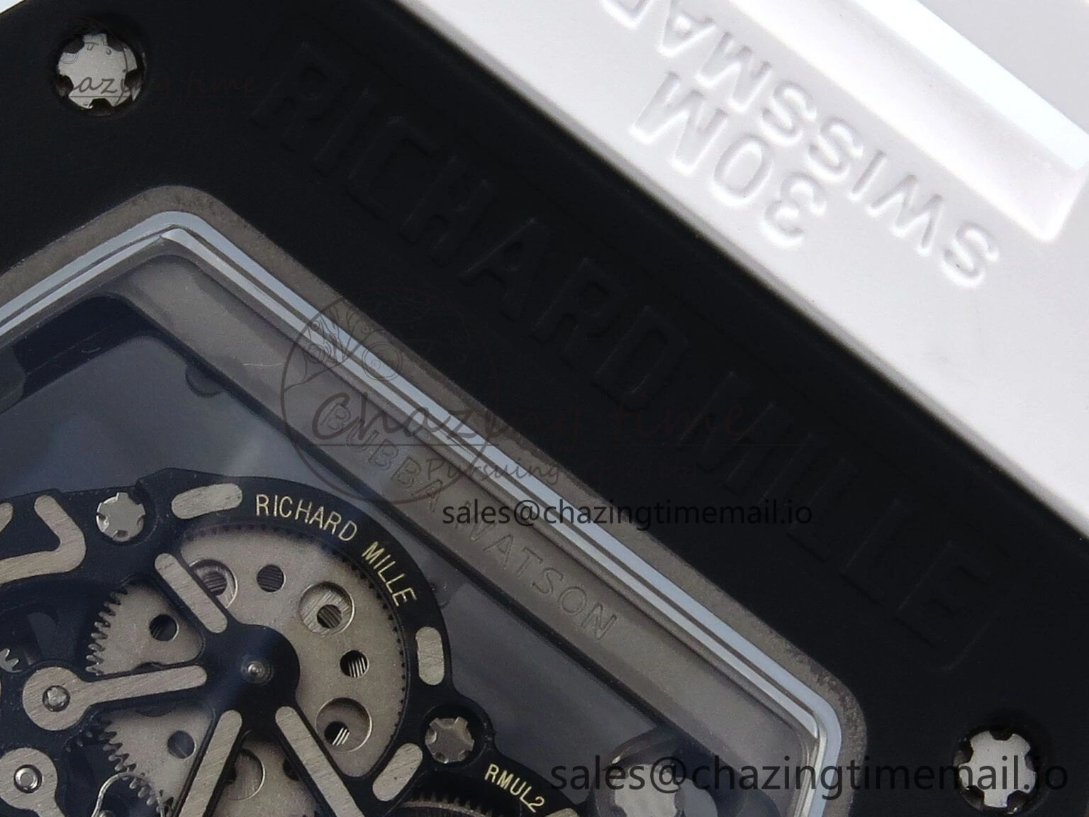 RM055 Black Ceramic RMF Best Edition White Skeleton Dial On White Rubber Strap RMUL2 Super Clone