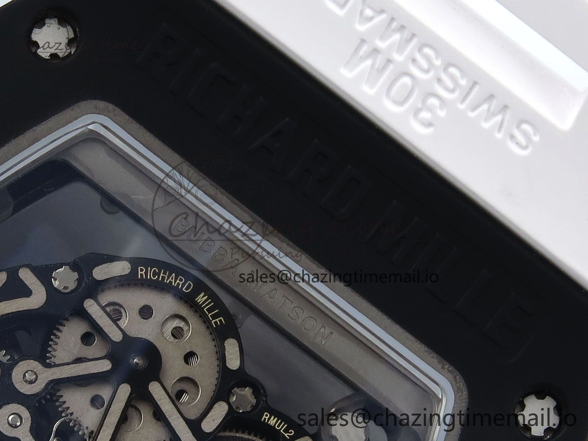 RM055 Black Ceramic RMF Best Edition White Skeleton Dial On White Rubber Strap RMUL2 Super Clone