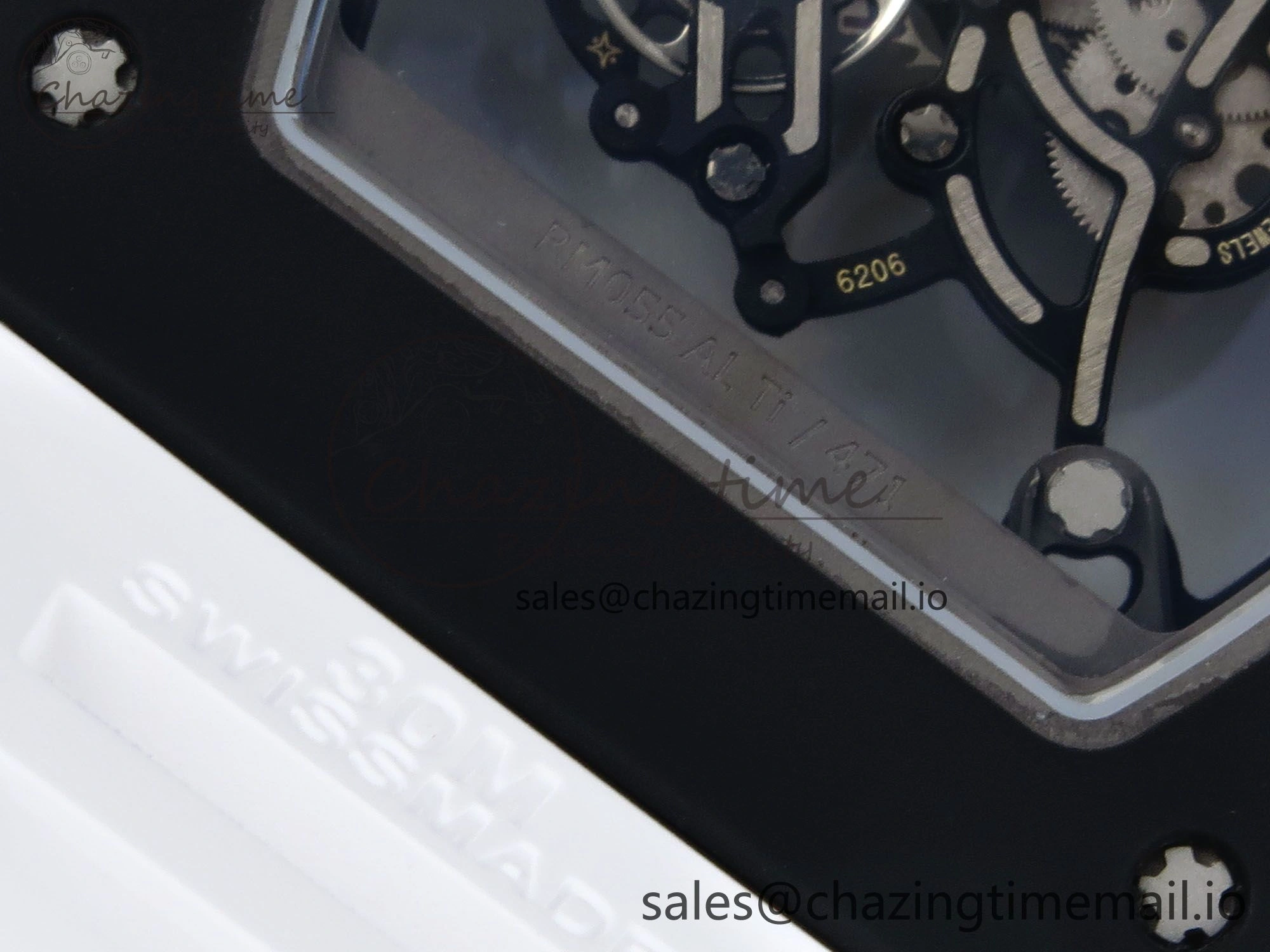 RM055 Black Ceramic RMF Best Edition White Skeleton Dial On White Rubber Strap RMUL2 Super Clone