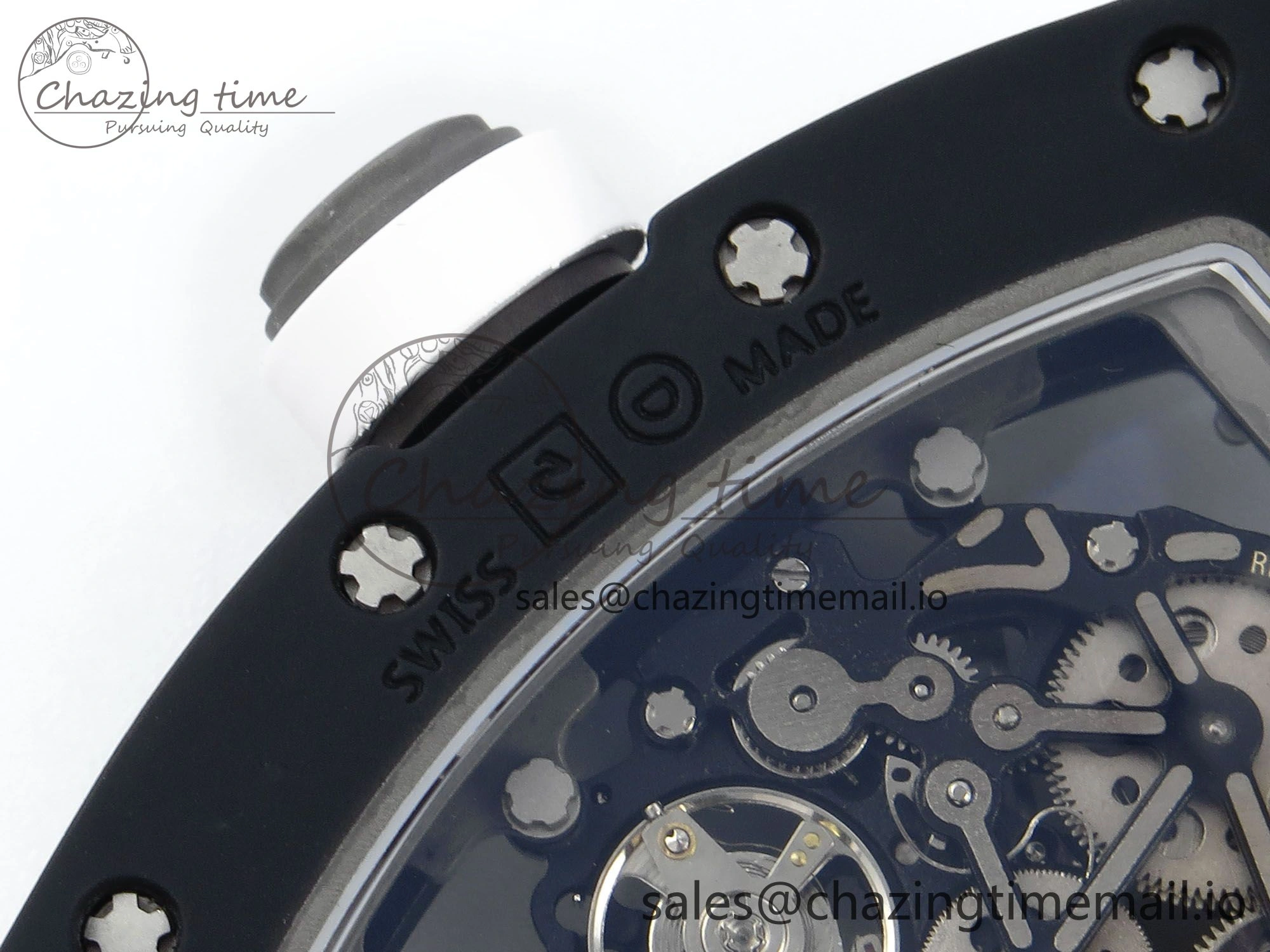 RM055 Black Ceramic RMF Best Edition White Skeleton Dial On White Rubber Strap RMUL2 Super Clone
