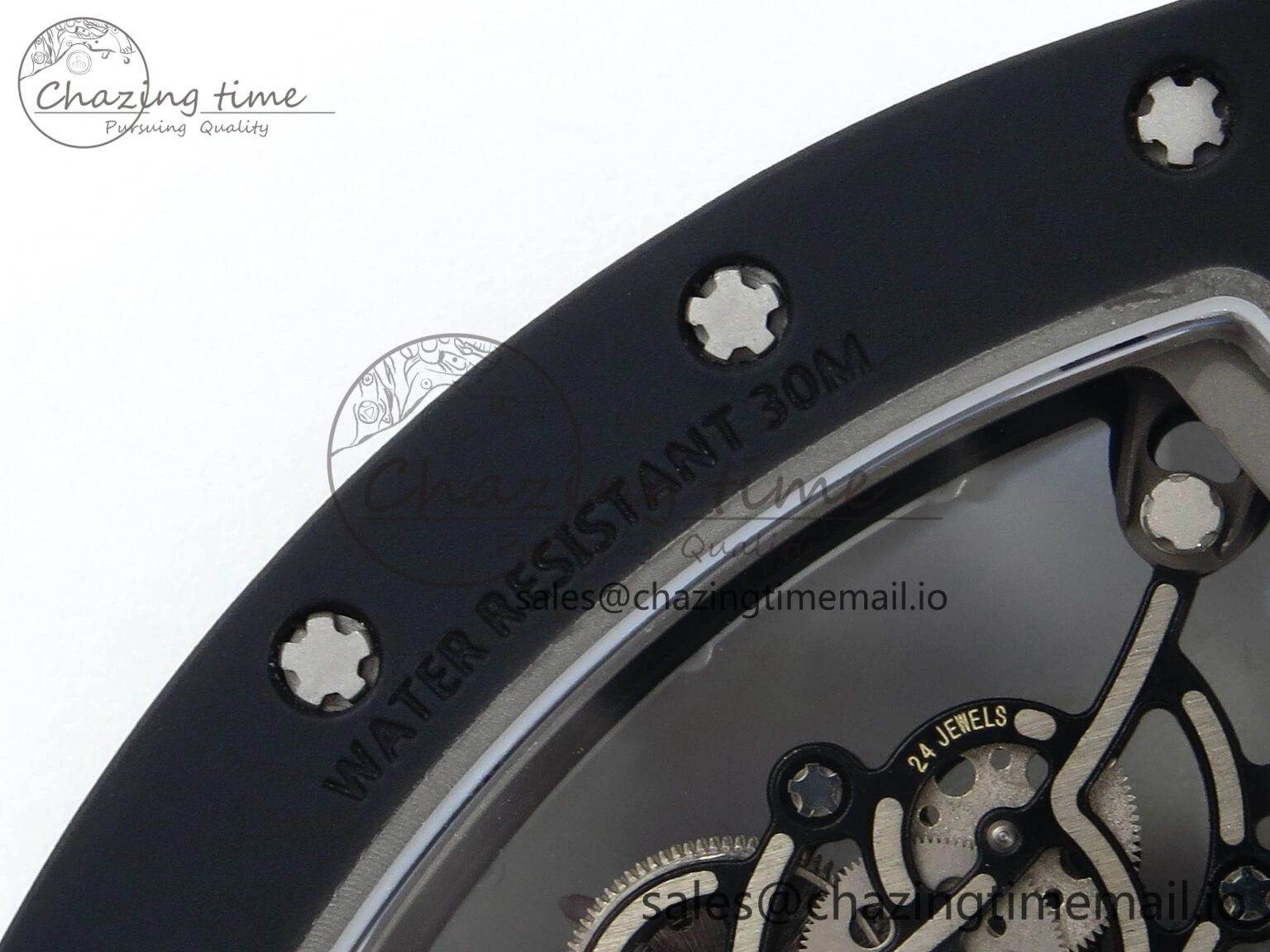 RM055 Black Ceramic RMF Best Edition White Skeleton Dial On White Rubber Strap RMUL2 Super Clone