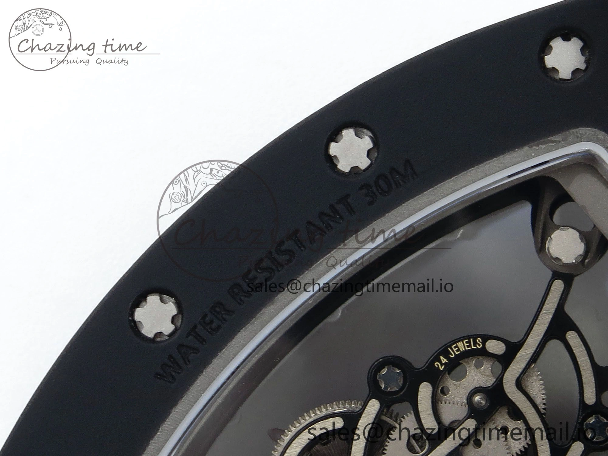 RM055 Black Ceramic RMF Best Edition White Skeleton Dial On White Rubber Strap RMUL2 Super Clone