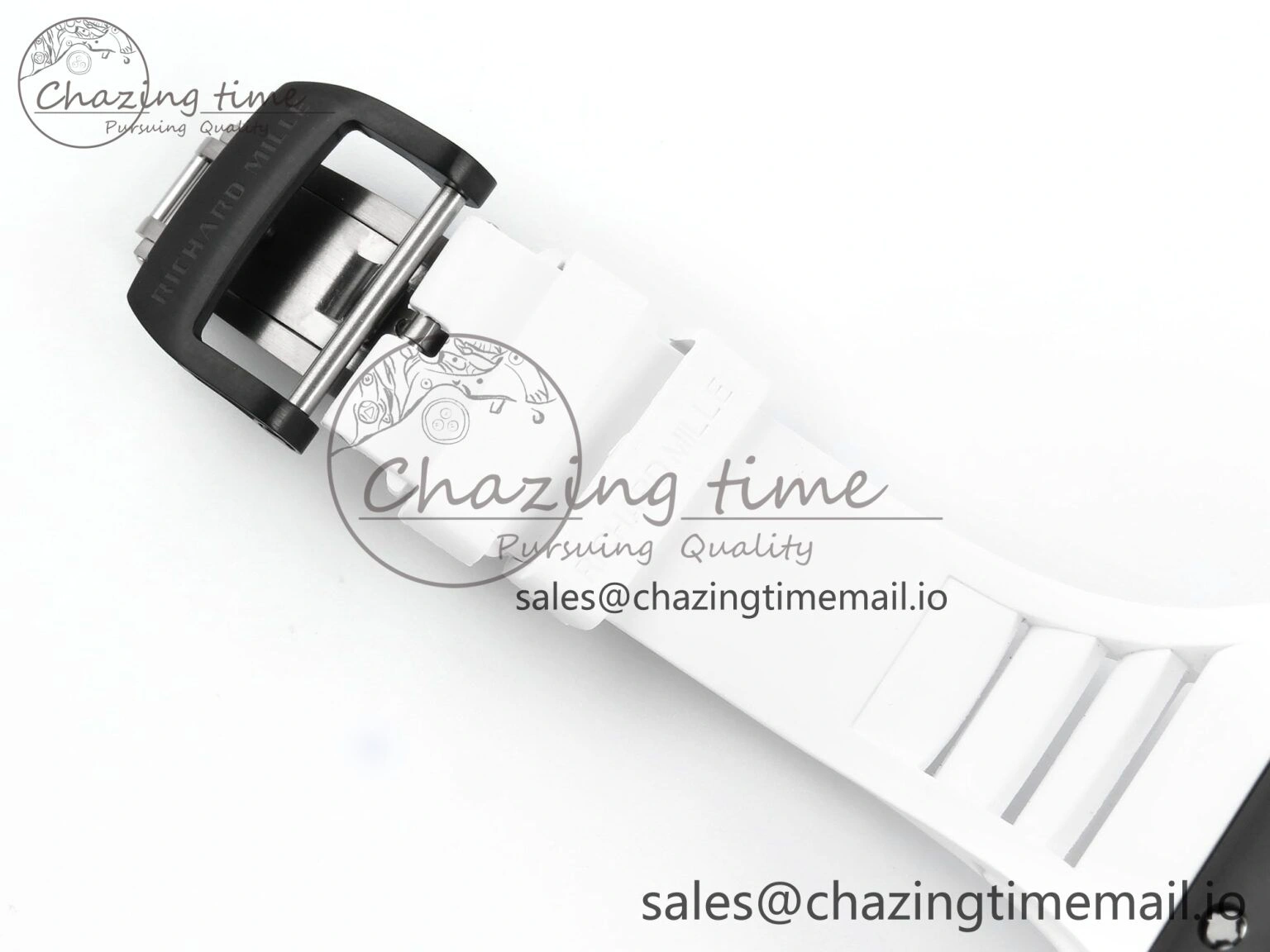 RM055 Black Ceramic RMF Best Edition White Skeleton Dial On White Rubber Strap RMUL2 Super Clone