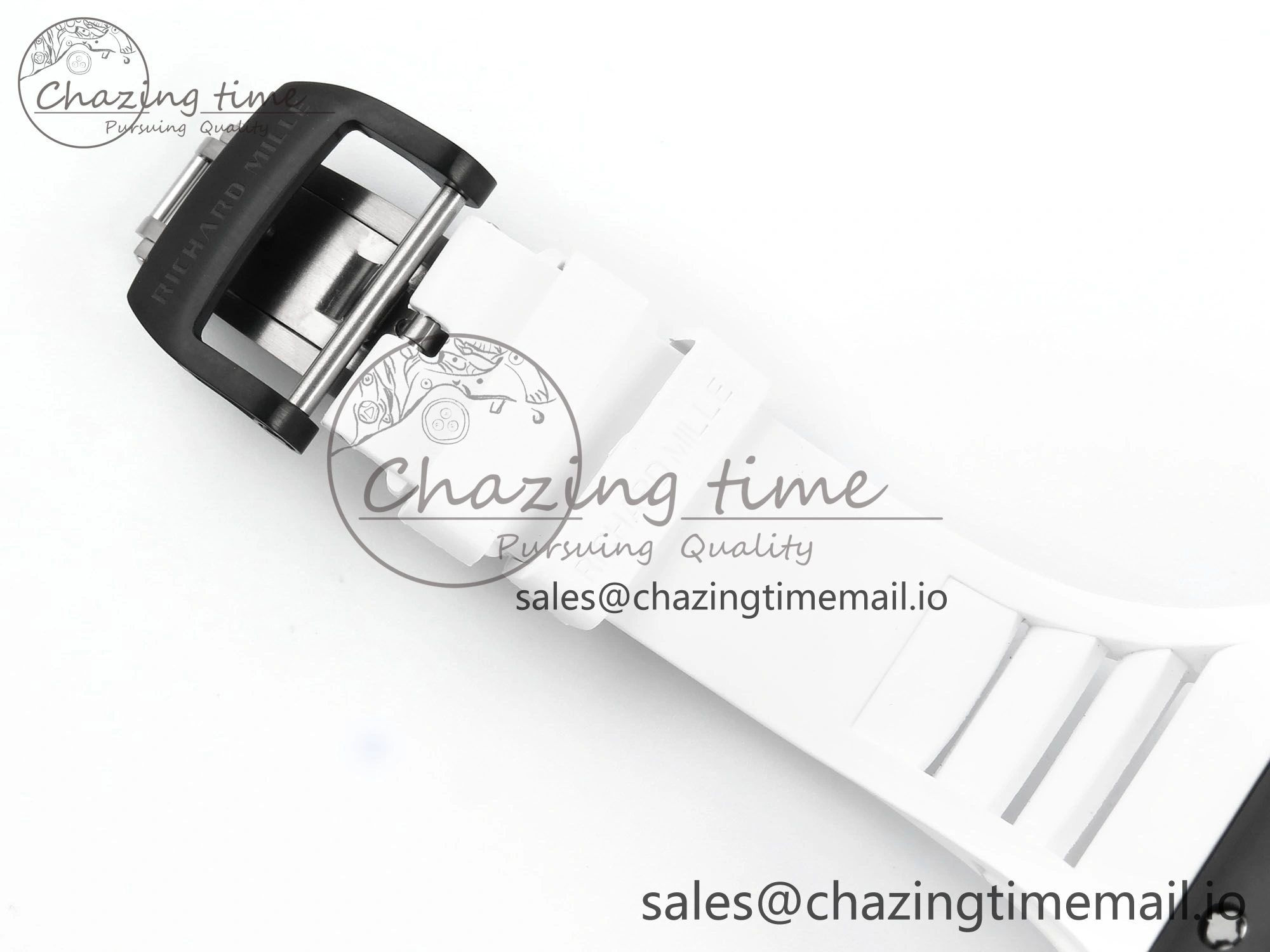 RM055 Black Ceramic RMF Best Edition White Skeleton Dial On White Rubber Strap RMUL2 Super Clone