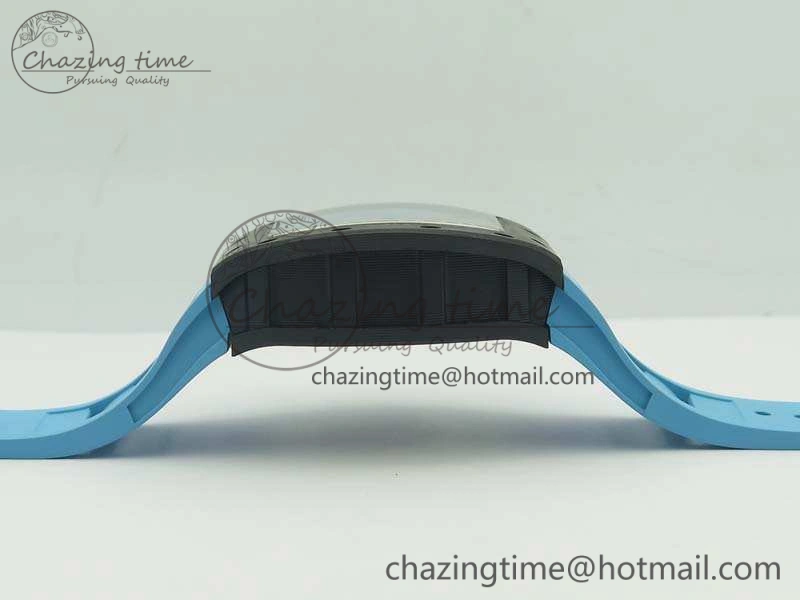RM055 Carbon Case KVF Best Edition Skeleton Dial Blue Crown On Blue Rubber Strap MIYOTA8215