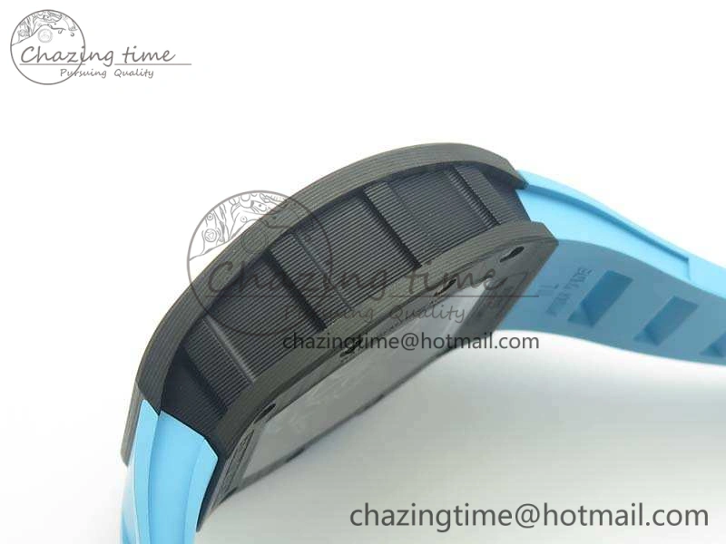 RM055 Carbon Case KVF Best Edition Skeleton Dial Blue Crown On Blue Rubber Strap MIYOTA8215