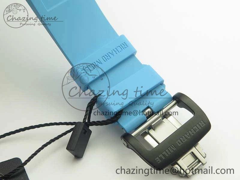 RM055 Carbon Case KVF Best Edition Skeleton Dial Blue Crown On Blue Rubber Strap MIYOTA8215