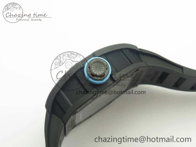 RM055 Carbon Case KVF Best Edition Skeleton Dial Blue Crown On Rubber Strap MIYOTA8215