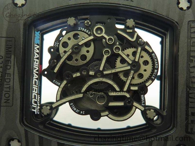 RM055 Carbon Case KVF Best Edition Skeleton Dial Blue Crown On Rubber Strap MIYOTA8215