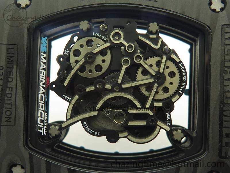 RM055 Carbon Case KVF Best Edition Skeleton Dial Blue Crown On Rubber Strap MIYOTA8215