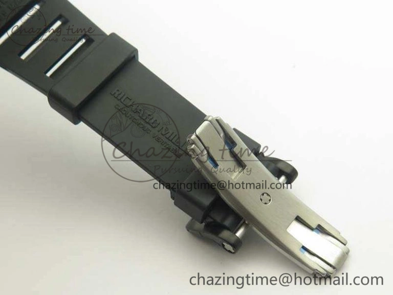 RM055 Carbon Case KVF Best Edition Skeleton Dial Blue Crown On Rubber Strap MIYOTA8215