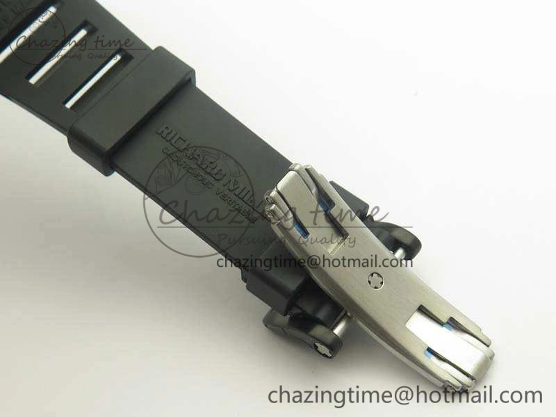 RM055 Carbon Case KVF Best Edition Skeleton Dial Blue Crown On Rubber Strap MIYOTA8215