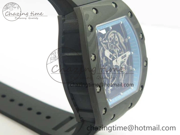 RM055 Carbon Case KVF Best Edition Skeleton Dial Blue Crown On Rubber Strap MIYOTA8215