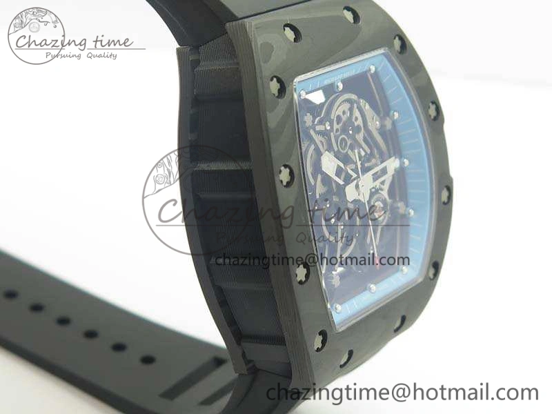 RM055 Carbon Case KVF Best Edition Skeleton Dial Blue Crown On Rubber Strap MIYOTA8215