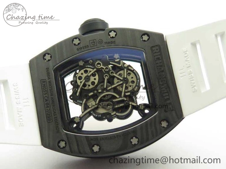 RM055 Carbon Case KVF Best Edition Skeleton Dial Gold Inner Bezel On Rubber Strap MIYOTA8215